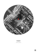 Affiche personnalisée Paris, France — Satellite 0.3 km · N&B · Fond clair | Gravura