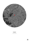Affiche personnalisée Paris, France — Satellite 10 km · N&B · Fond clair | Gravura