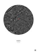 Affiche personnalisée Paris, France — Satellite 10 km · N&B · Fond clair | Gravura