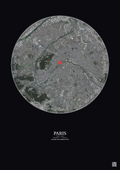 Affiche personnalisée Paris, France — Satellite 10 km · Couleur · Fond foncé | Gravura