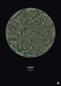 Affiche personnalisée Paris, France — Satellite 10 km · Couleur · Fond foncé | Gravura