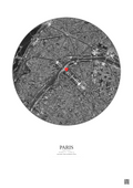 Affiche personnalisée Paris, France — Satellite 2.5 km · N&B · Fond clair | Gravura