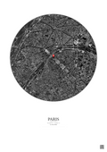 Affiche personnalisée Paris, France — Satellite 2.5 km · N&B · Fond clair | Gravura