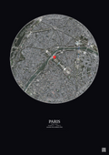 Affiche personnalisée Paris, France — Satellite 2.5 km · Couleur · Fond foncé | Gravura