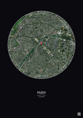 Affiche personnalisée Paris, France — Satellite 2.5 km · Couleur · Fond foncé | Gravura