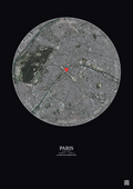 Affiche personnalisée Paris, France — Satellite 5 km · Couleur · Fond foncé | Gravura