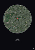 Affiche personnalisée Paris, France — Satellite 5 km · Couleur · Fond foncé | Gravura