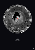Affiche personnalisée Paris, France — Satellite 0.1 km · N&B · Fond foncé | Gravura