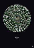 Affiche personnalisée Paris, France — Satellite 0.3 km · Couleur · Fond foncé | Gravura