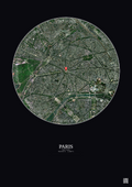 Affiche personnalisée Paris, France — Satellite 2.5 km · Couleur · Fond foncé | Gravura