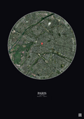 Affiche personnalisée Paris, France — Satellite 5 km · Couleur · Fond foncé | Gravura