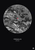Affiche personnalisée Versailles, France — Satellite 10 km · N&B · Fond foncé | Gravura