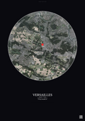 Affiche personnalisée Versailles, France — Satellite 10 km · Couleur · Fond foncé | Gravura
