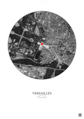 Affiche personnalisée Versailles, France — Satellite 2.5 km · N&B · Fond clair | Gravura