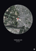Affiche personnalisée Versailles, France — Satellite 2.5 km · Couleur · Fond foncé | Gravura