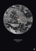 Affiche personnalisée Versailles, France — Satellite 5 km · N&B · Fond foncé | Gravura