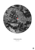 Affiche personnalisée Versailles, France — Satellite 5 km · N&B · Fond clair | Gravura