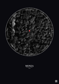 Affiche personnalisée Monza — Satellite 0.1 km · N&B · Fond foncé | Gravura
