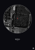 Affiche personnalisée Monza — Satellite 0.3 km · N&B · Fond foncé | Gravura