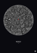 Affiche personnalisée Monza — Satellite 10 km · N&B · Fond foncé | Gravura