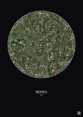 Affiche personnalisée Monza — Satellite 10 km · Couleur · Fond foncé | Gravura