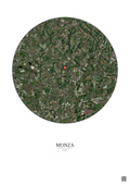 Affiche personnalisée Monza — Satellite 10 km · Couleur · Fond clair | Gravura
