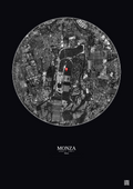 Affiche personnalisée Monza — Satellite 2.5 km · N&B · Fond foncé | Gravura