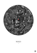 Affiche personnalisée Monza — Satellite 2.5 km · N&B · Fond clair | Gravura
