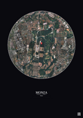 Affiche personnalisée Monza — Satellite 2.5 km · Couleur · Fond foncé | Gravura