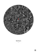 Affiche personnalisée Monza — Satellite 5 km · N&B · Fond clair | Gravura