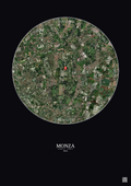 Affiche personnalisée Monza — Satellite 5 km · Couleur · Fond foncé | Gravura