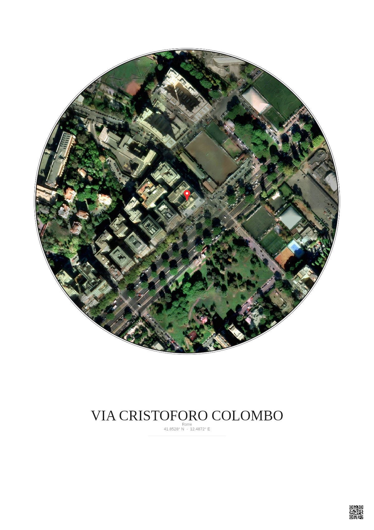 Affiche personnalisée Rome — Satellite 0.3 km · Couleur · Fond clair | Gravura