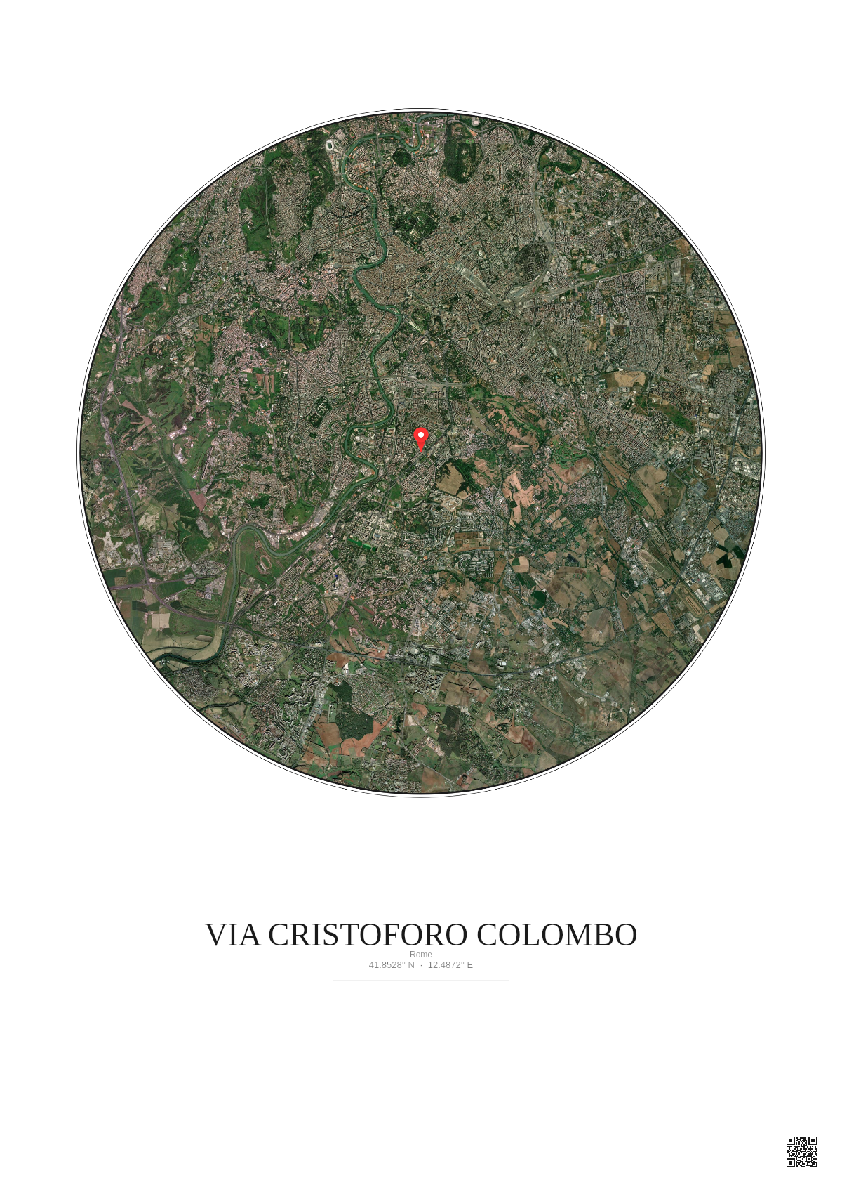 Affiche personnalisée Rome — Satellite 10 km · Couleur · Fond clair | Gravura
