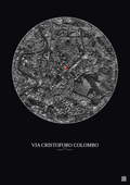 Affiche personnalisée Rome — Satellite 2.5 km · N&B · Fond foncé | Gravura