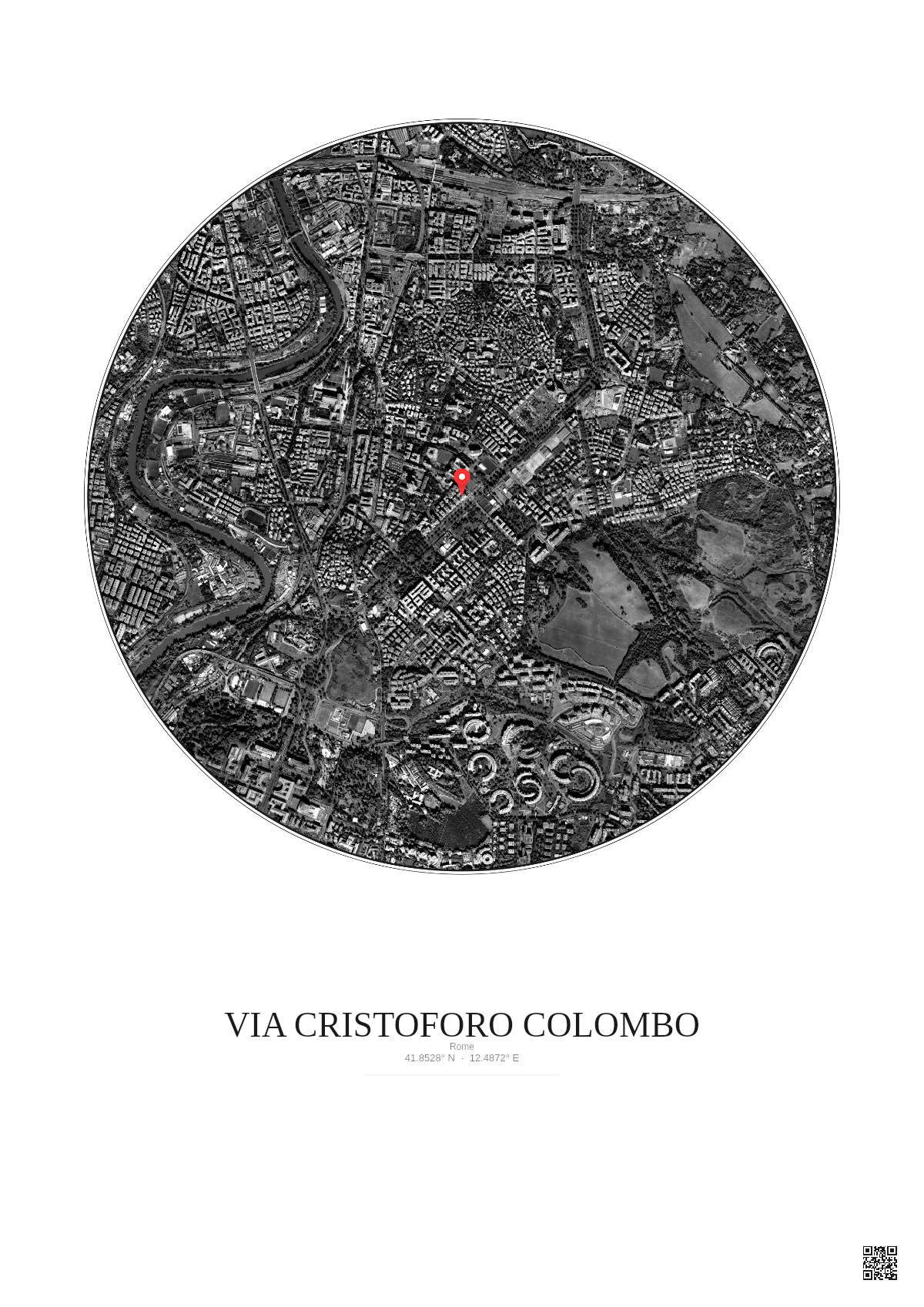 Affiche personnalisée Rome — Satellite 2.5 km · N&B · Fond clair | Gravura