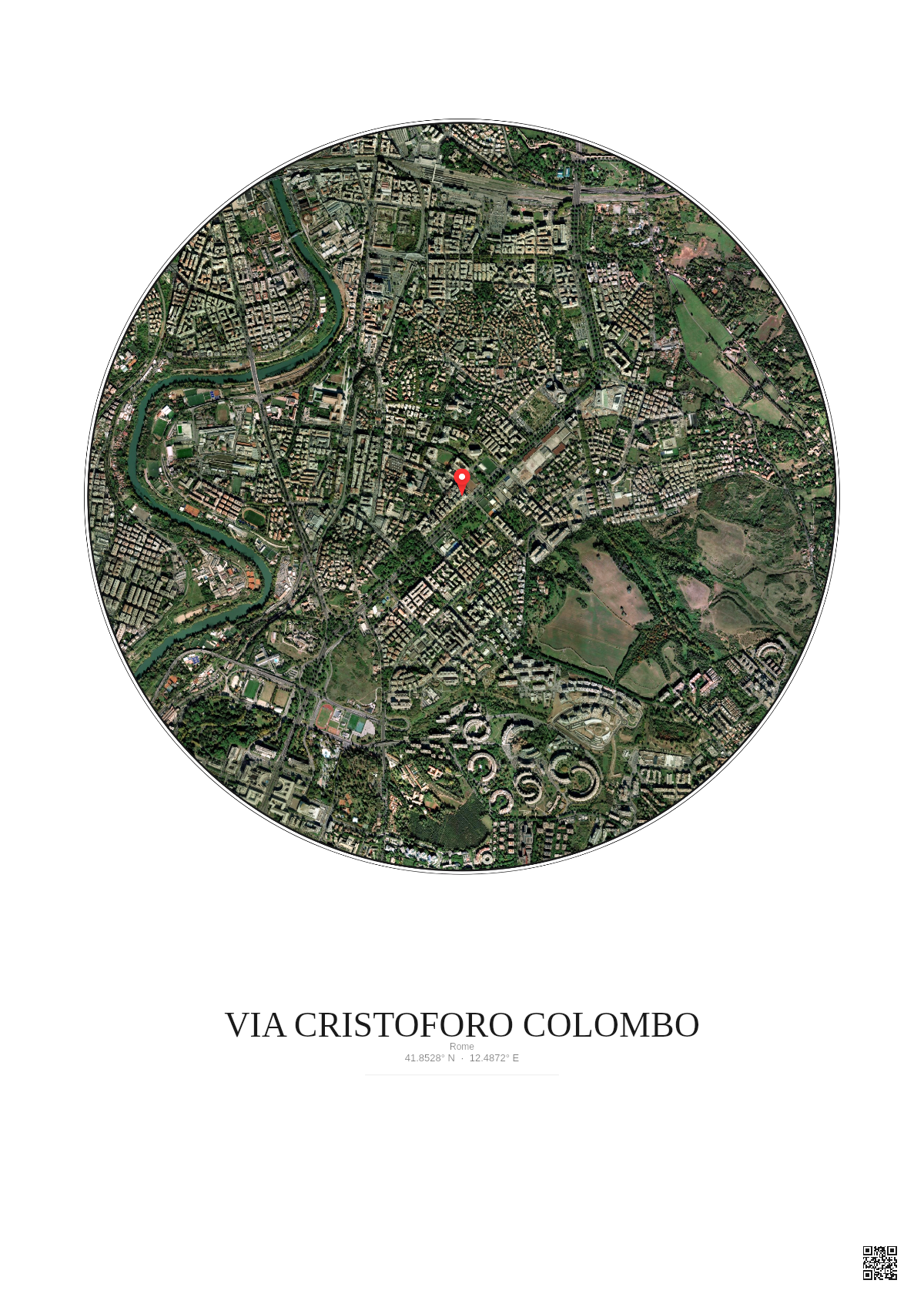 Affiche personnalisée Rome — Satellite 2.5 km · Couleur · Fond clair | Gravura