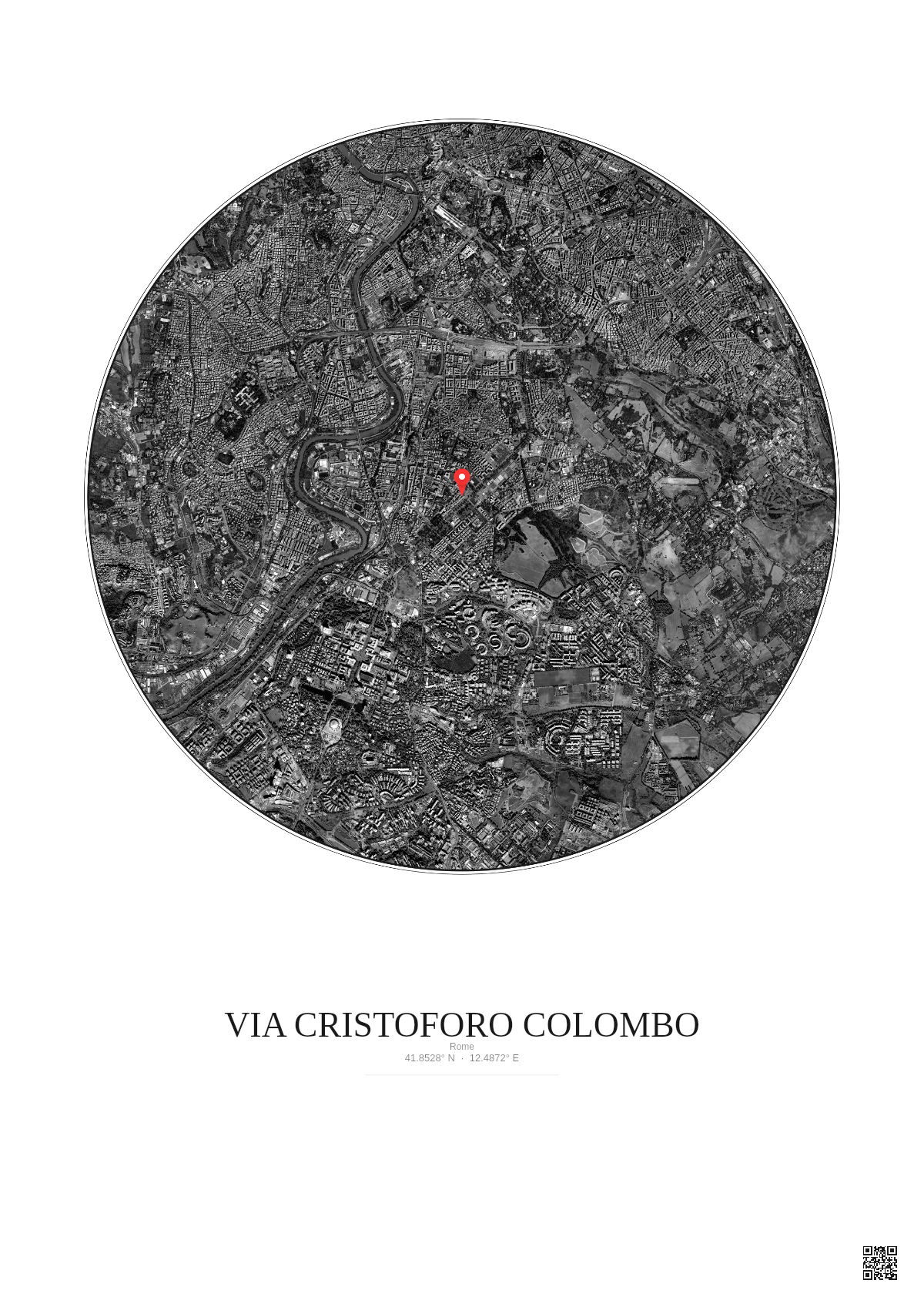 Affiche personnalisée Rome — Satellite 5 km · N&B · Fond clair | Gravura