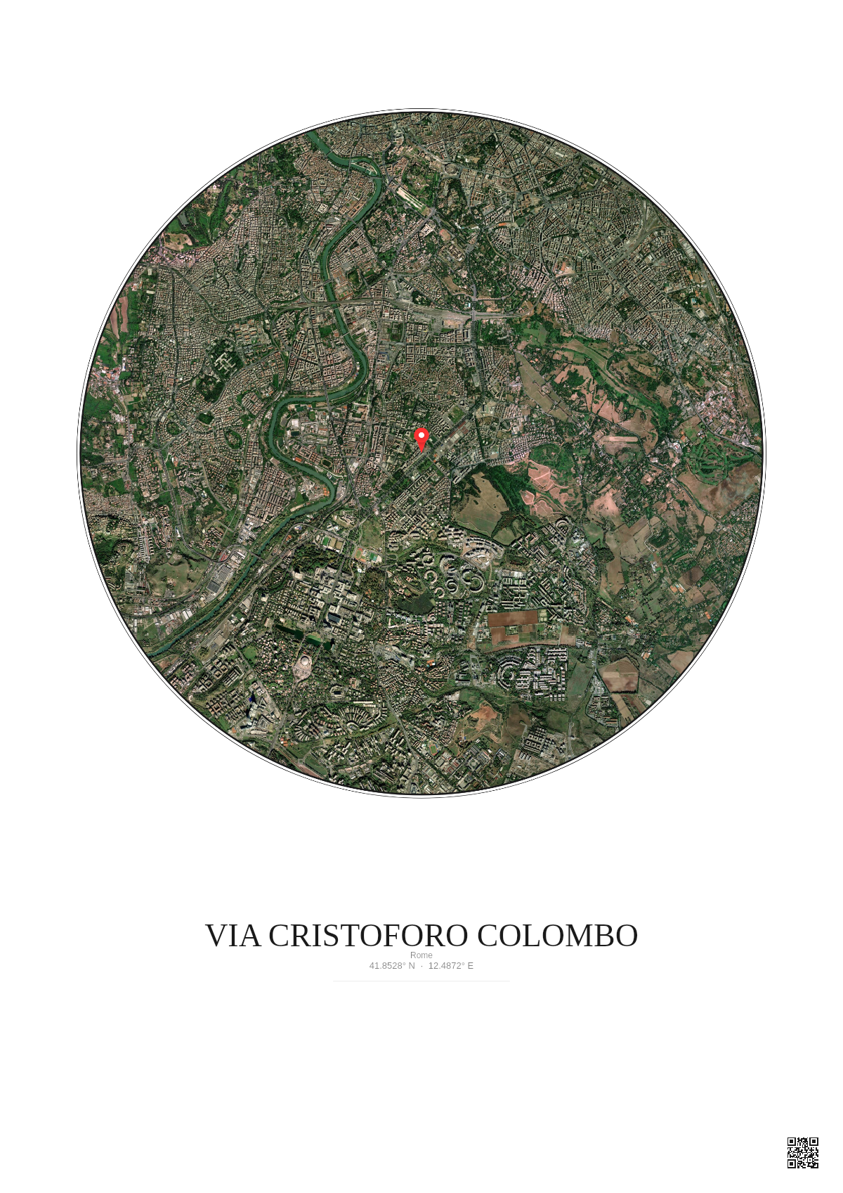 Affiche personnalisée Rome — Satellite 5 km · Couleur · Fond clair | Gravura