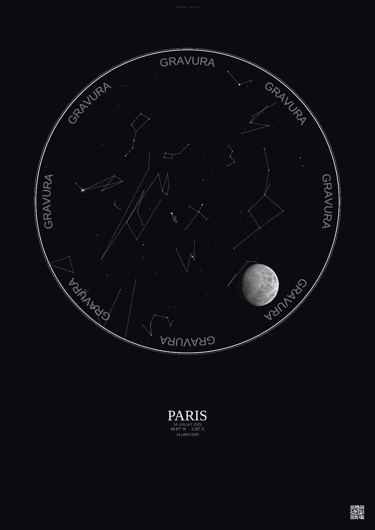 Affiche personnalisée Paris — Ciel étoilé · Fond foncé | Gravura